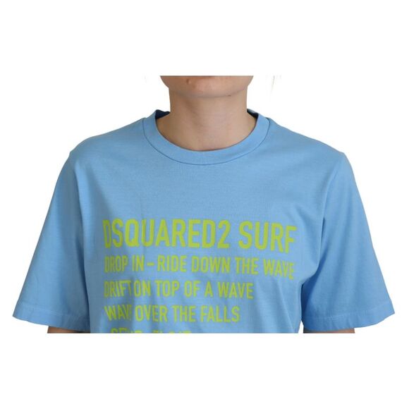 Dsquared² Blue Logo Print Cotton Crewneck Short Sleeve Women's T-shirt - Picture 4 of 5